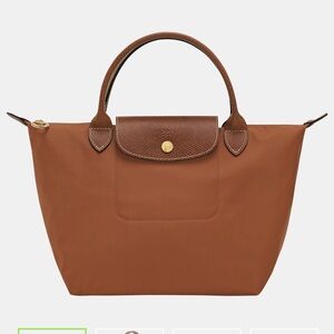 Longchamp Le Pliage Small Top Handle Tote Bag 13"x8.5" Gold Tan $150